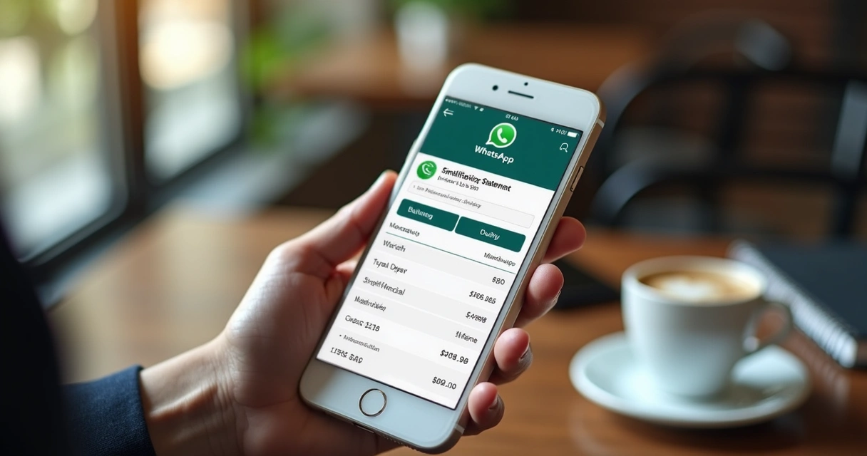 Gestor consultando DRE no WhatsApp pelo smartphone