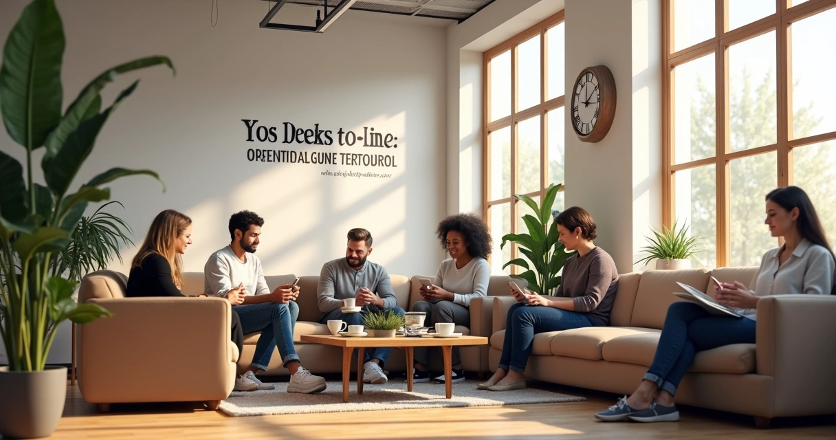 Ambiente de escritório com funcionários fazendo pausa em área de descanso 