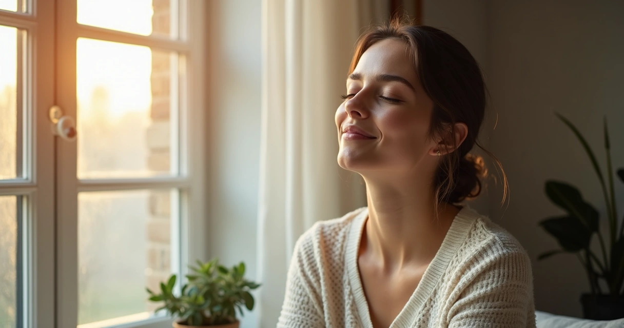 Persona pensativa con luz natural sobre el rostro 