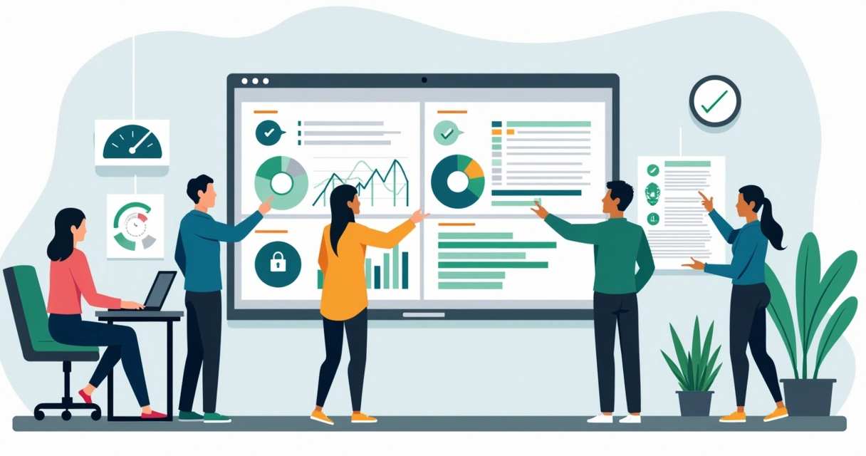 Microsoft Intune reports on a large office screen
