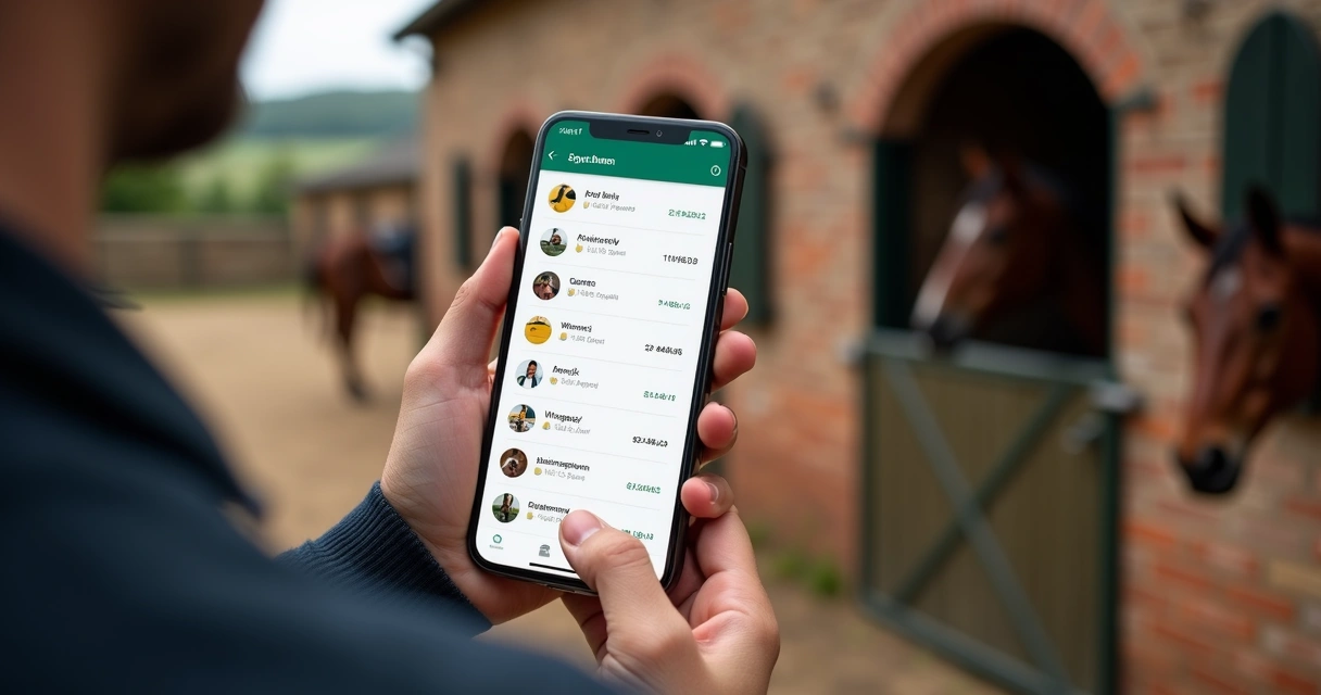 Pessoa usando WhatsApp no celular para controlar o inventário do haras 