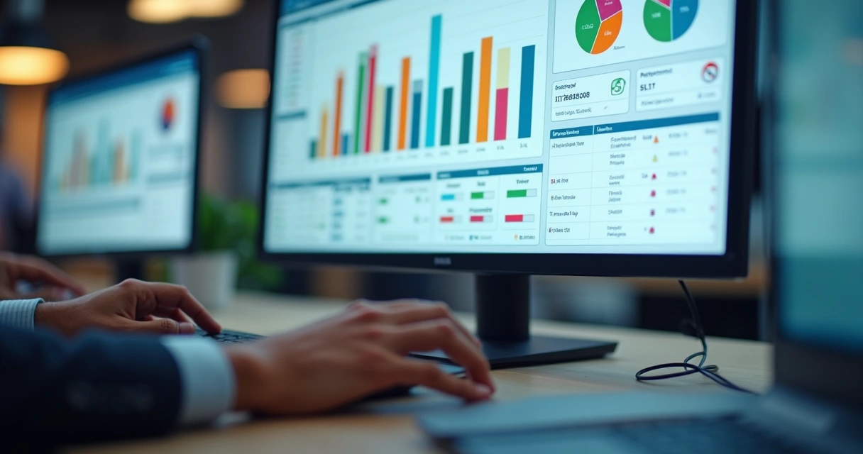 Painel digital com inventário de riscos ocupacionais, gráficos e alertas em tela clara 