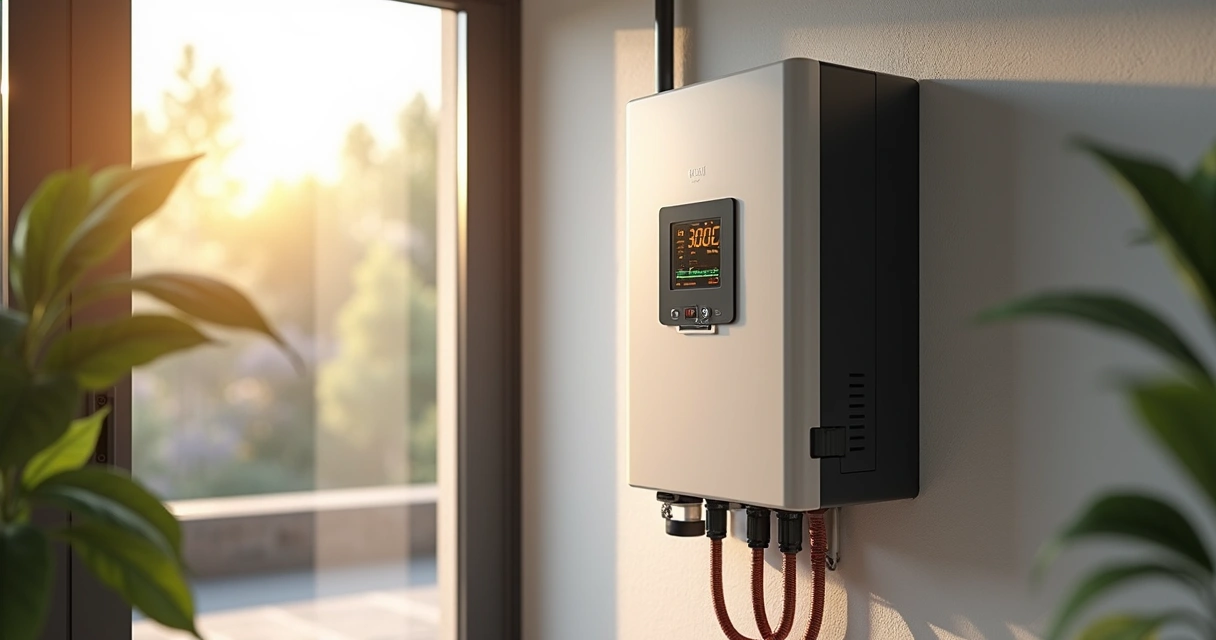 Inversor solar conectado a caixa de energia em casa moderna 