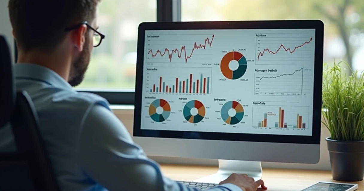 Investidor analisa carteira de investimentos em tela de computador