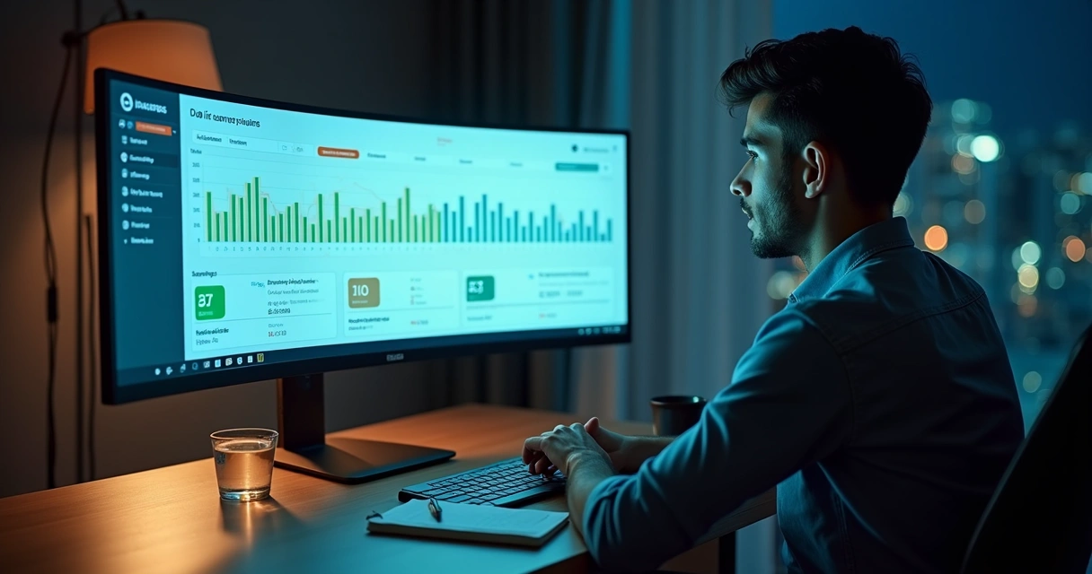 Investidor analisa tela com gráficos comparando CDB e outros investimentos 