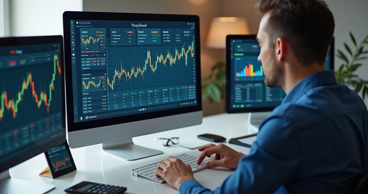 Investidor observando gráficos de desempenho de fundos e taxas de administração 