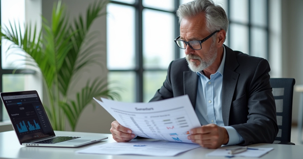 Homem analisa relatório de rating de debênture