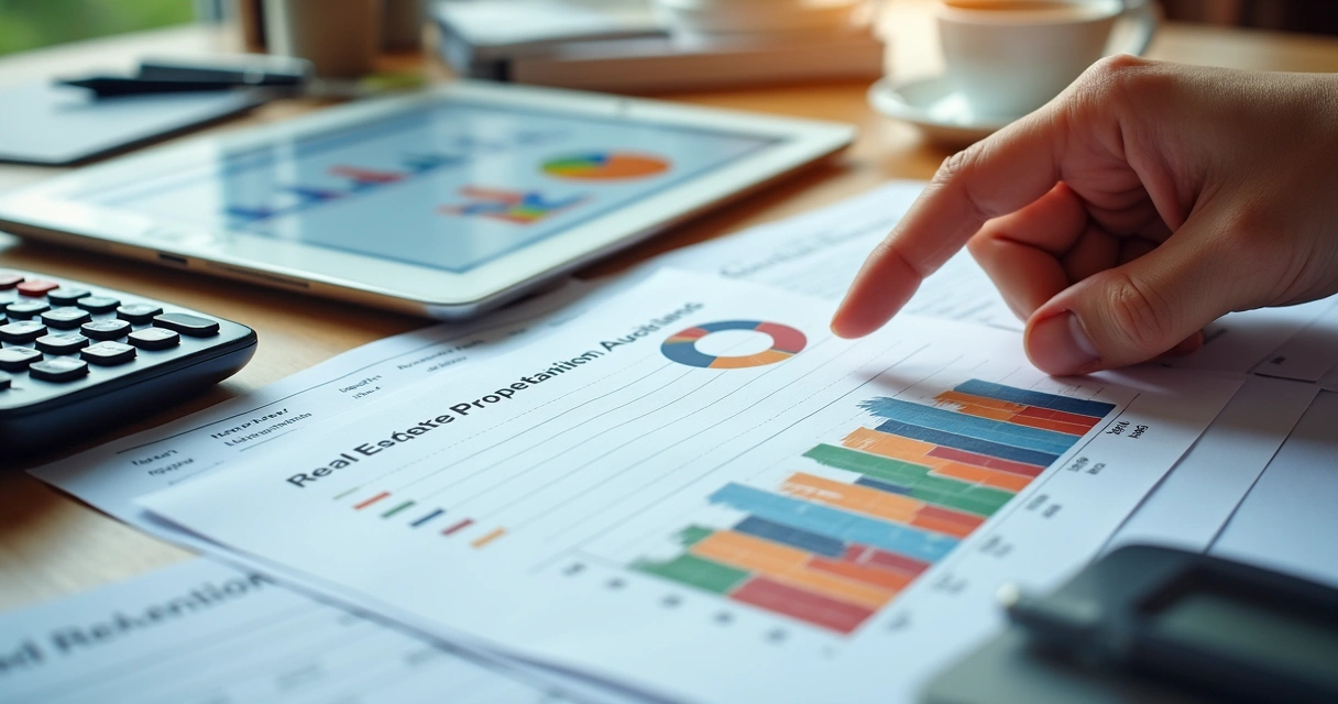 Investidor avalia relatório de rentabilidade de imóvel de leilão