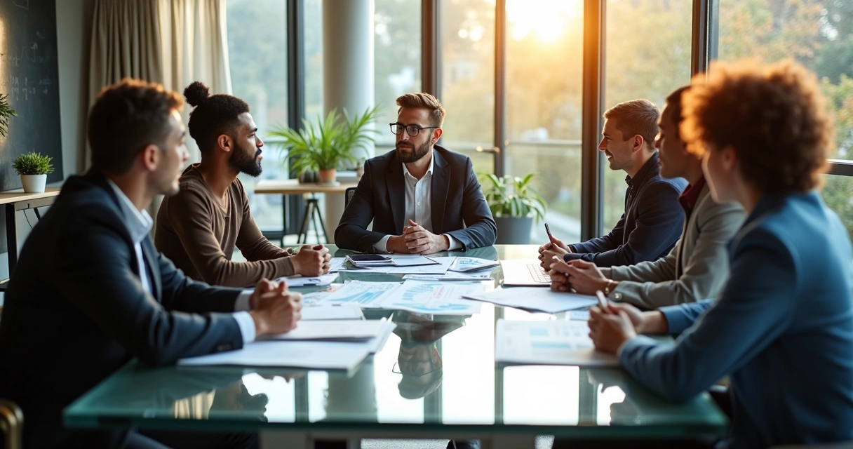 Reunião de investidor anjo com equipe de startup 