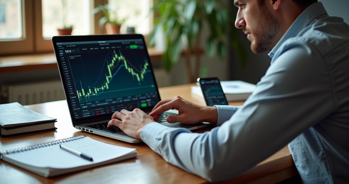 Investidor analisando gráficos e estudando sobre forex 