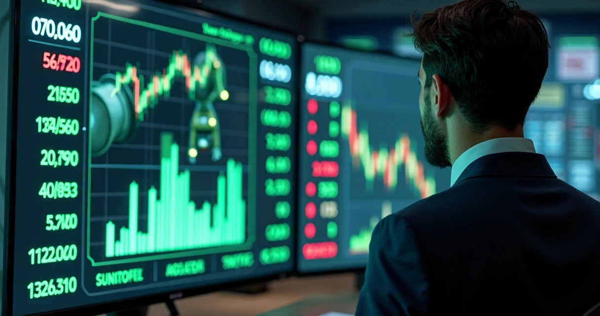 Pessoa monitorando robô investidor operando na bolsa 