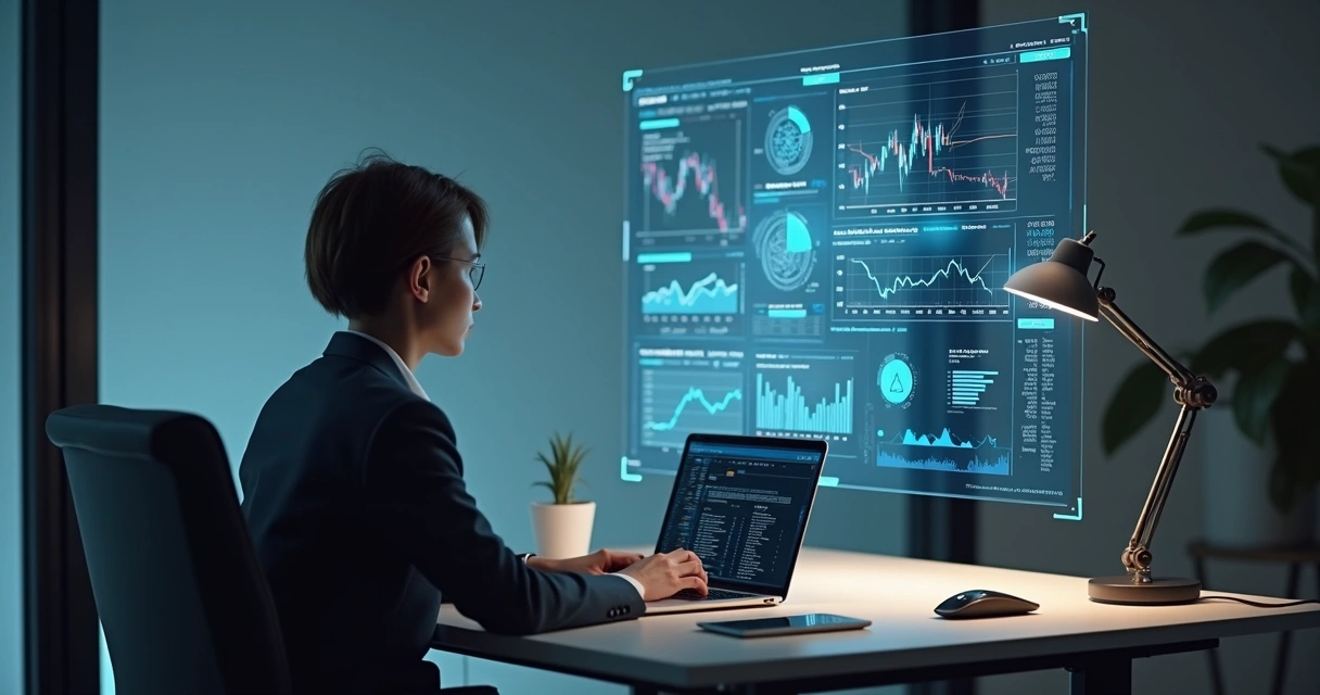 Investidor com IA planejando estratégias inwestimento 