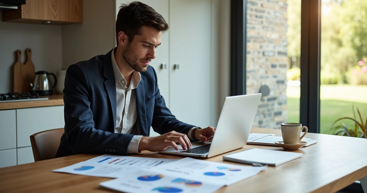 Pessoa planejando uma carteira inicial de investimentos em um computador