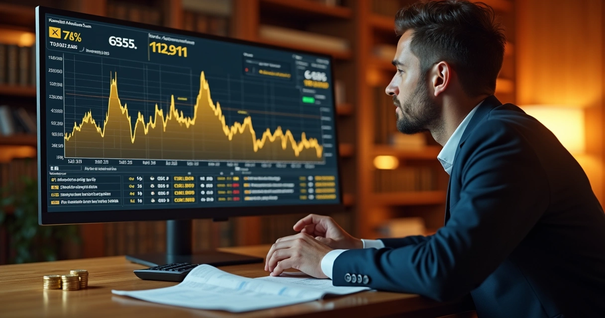 Pessoa analisando gráfico de cotação de ouro 