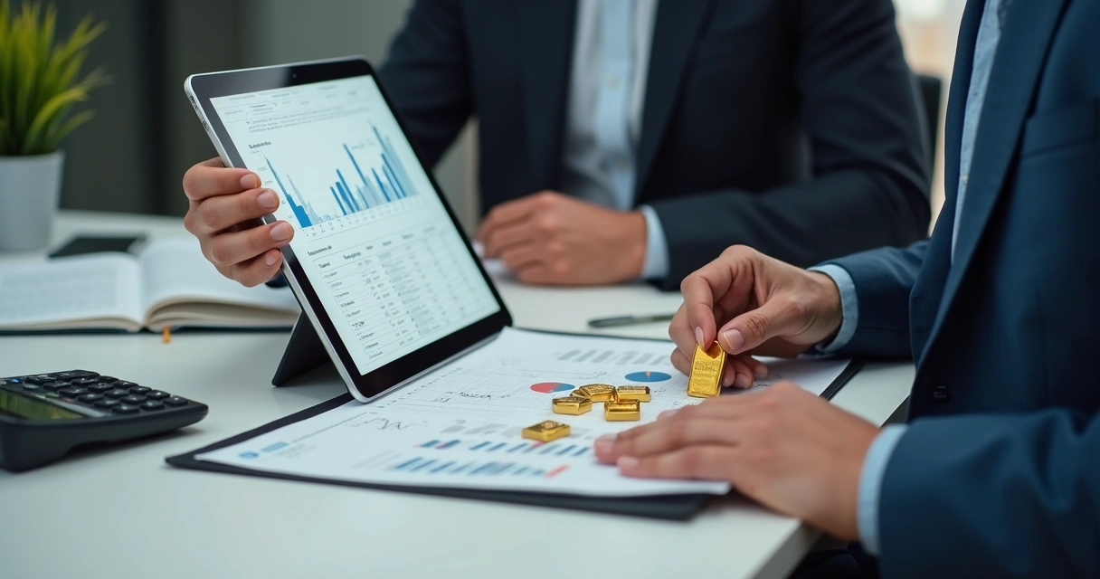 Pessoa analisando diferentes opções de investimentos em ouro 