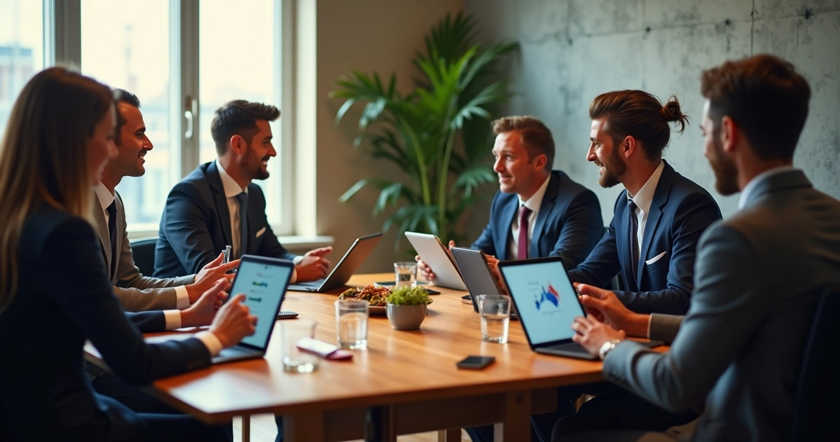 Investidores analisando gráficos de desempenho de delivery 