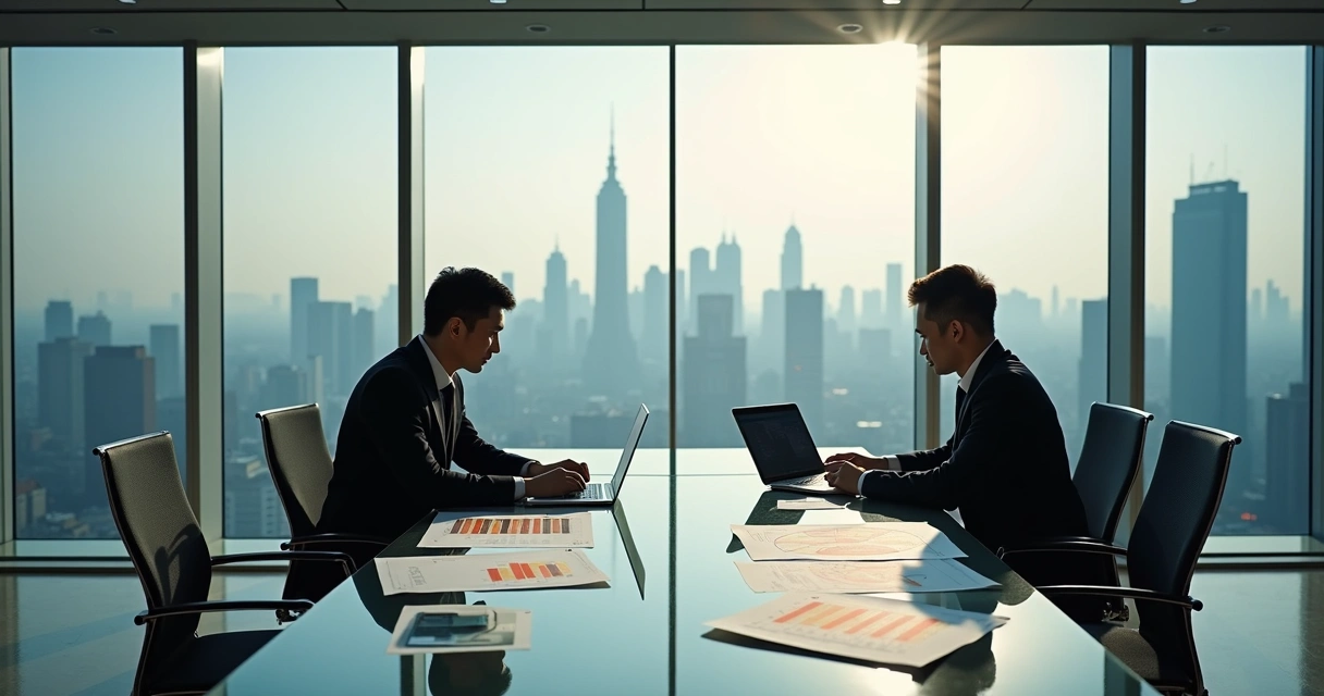 Investidores analisando gráficos de dividendos chineses 