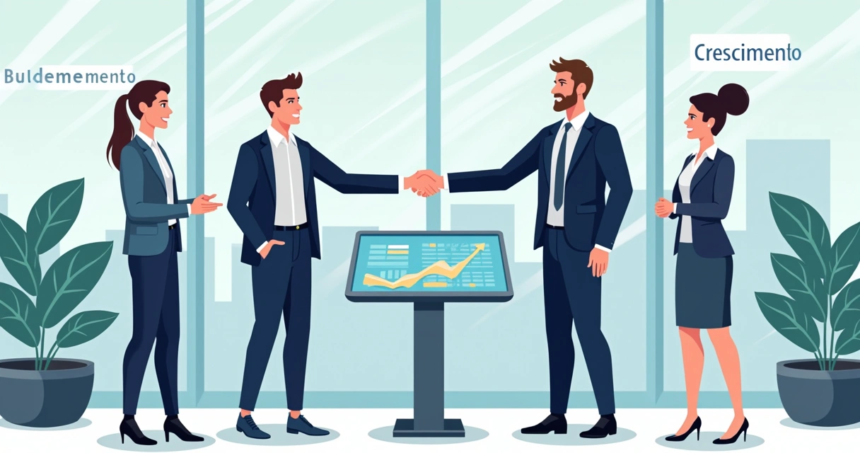 Pessoas cumprimentando investidores em evento de startup 