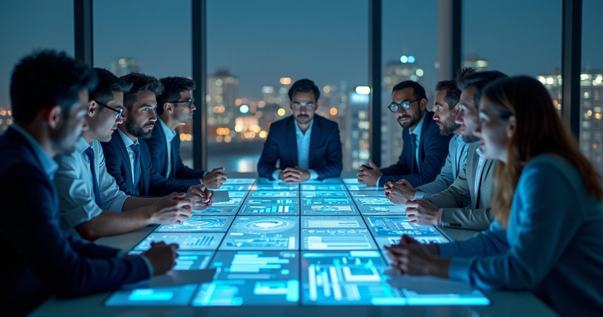 Investidores analisando tokens digitais em startup 