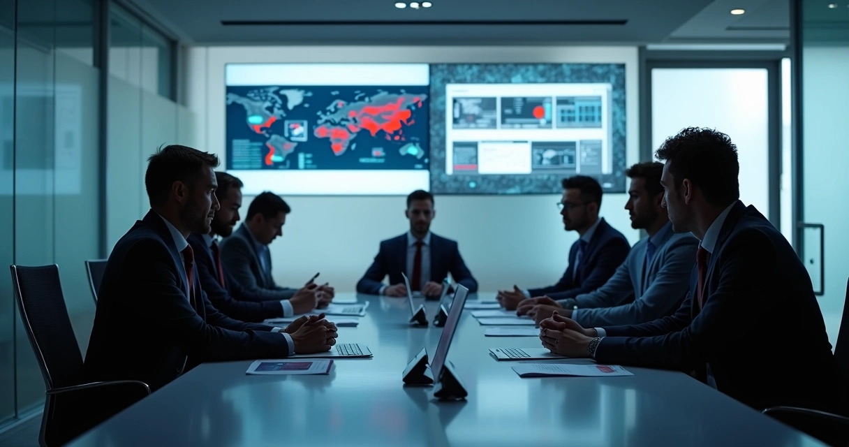 Equipe realizando investigação anônima em setor empresarial, mesa de reunião com documentos