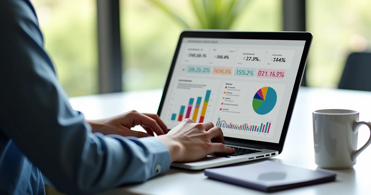 Pessoa analisando gráficos de campanha de afiliados no computador 