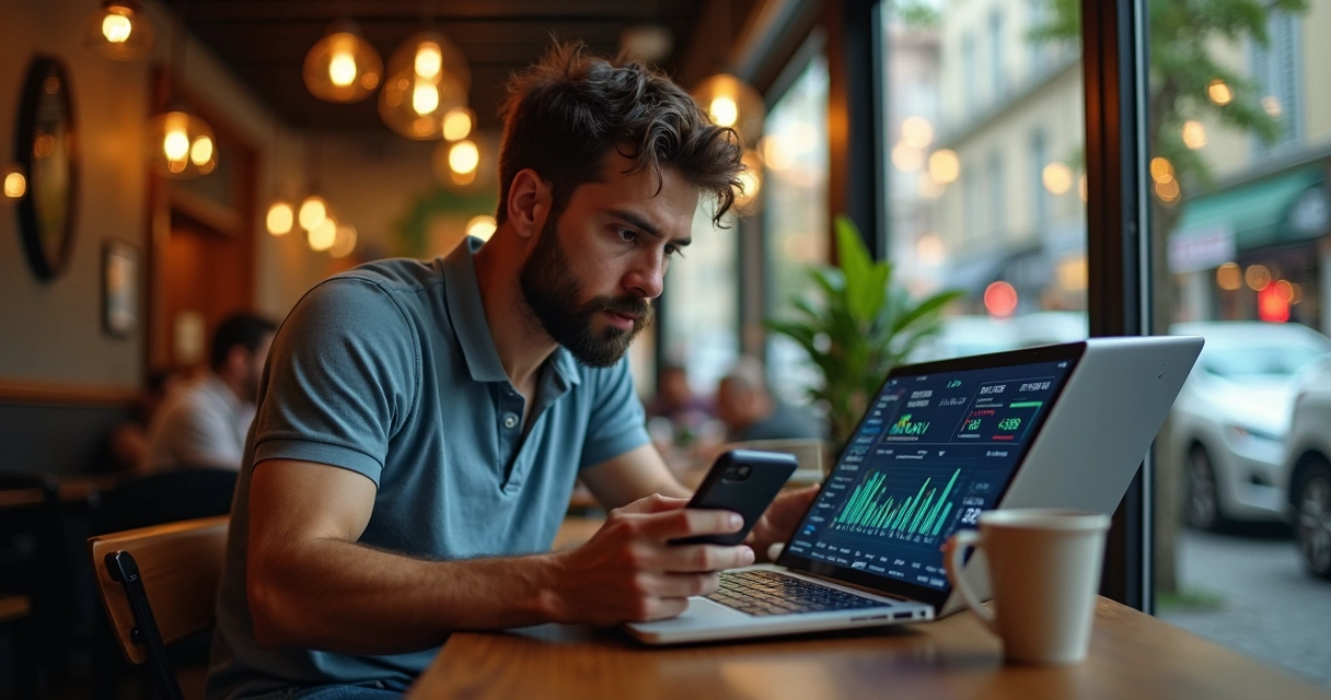 Pessoa usando celular para previsão online 