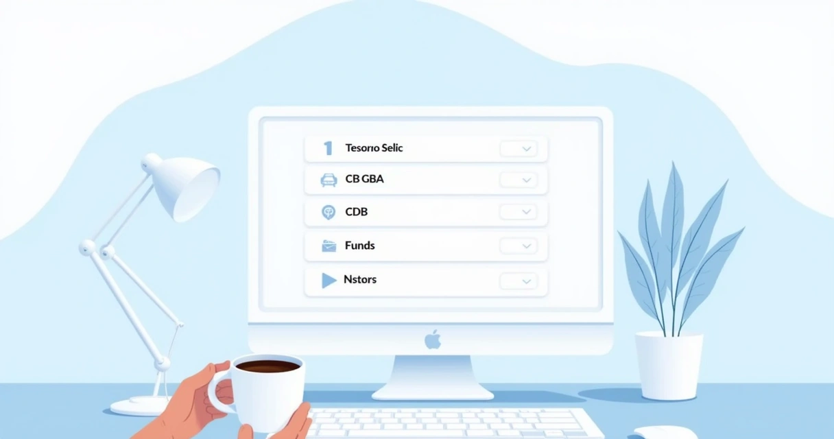 Tela de computador mostrando opções de investimentos simples 