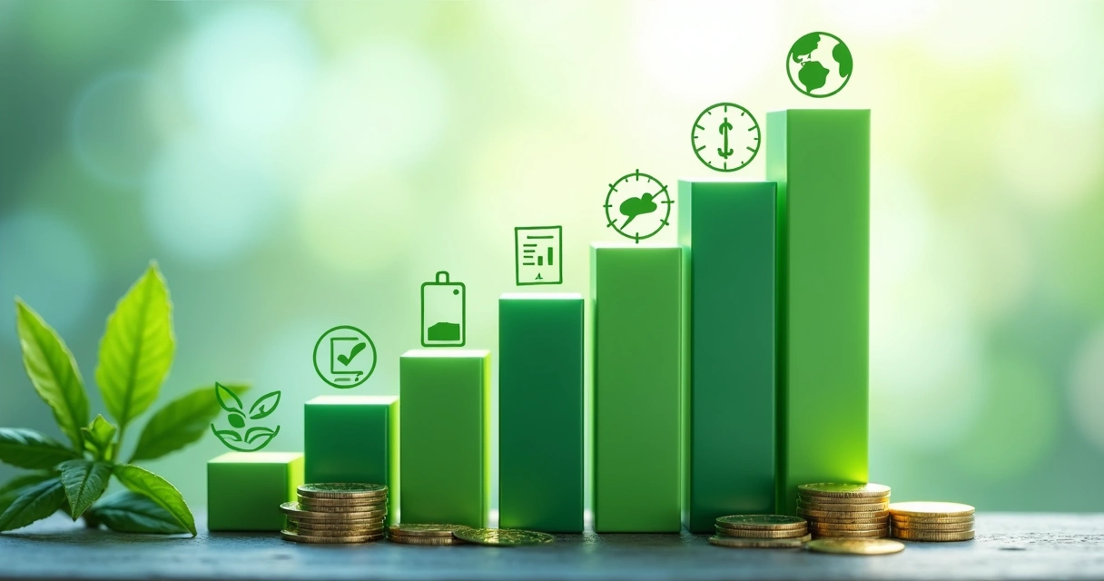 Gráfico ilustrando crescimento de investimentos sustentáveis 