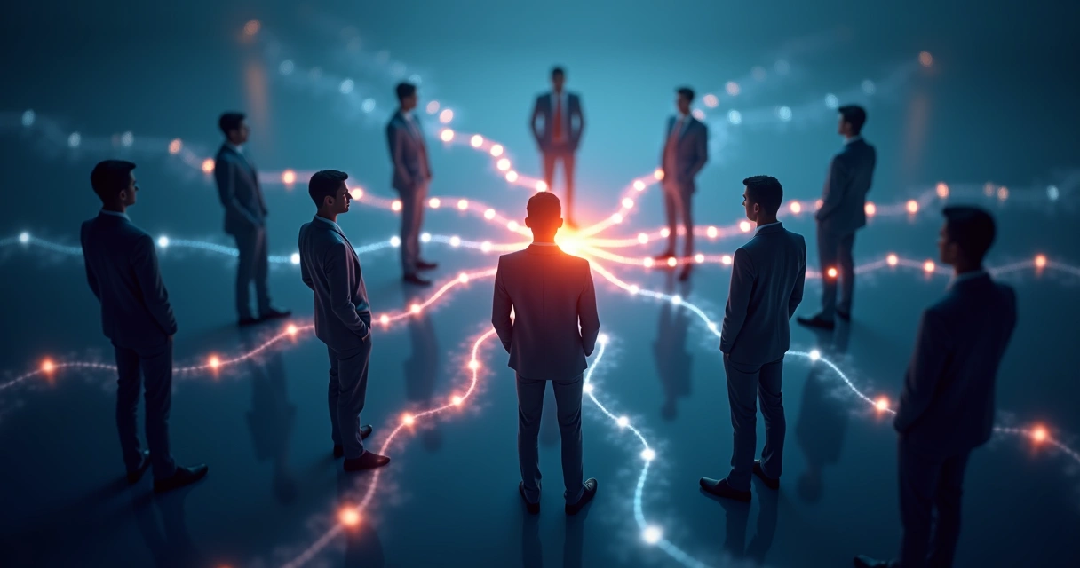 Abstract shapes showing connected patterns in a group 