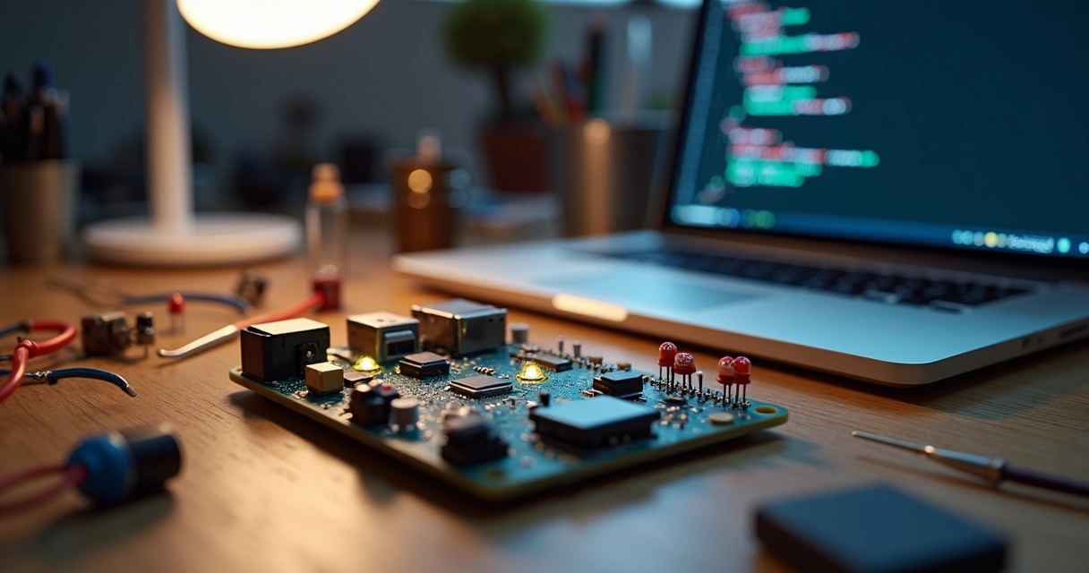 Placa eletrônica controlada por JavaScript em automação de hardware 