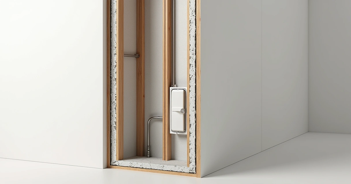 Corte de parede de drywall com isolamento acústico 