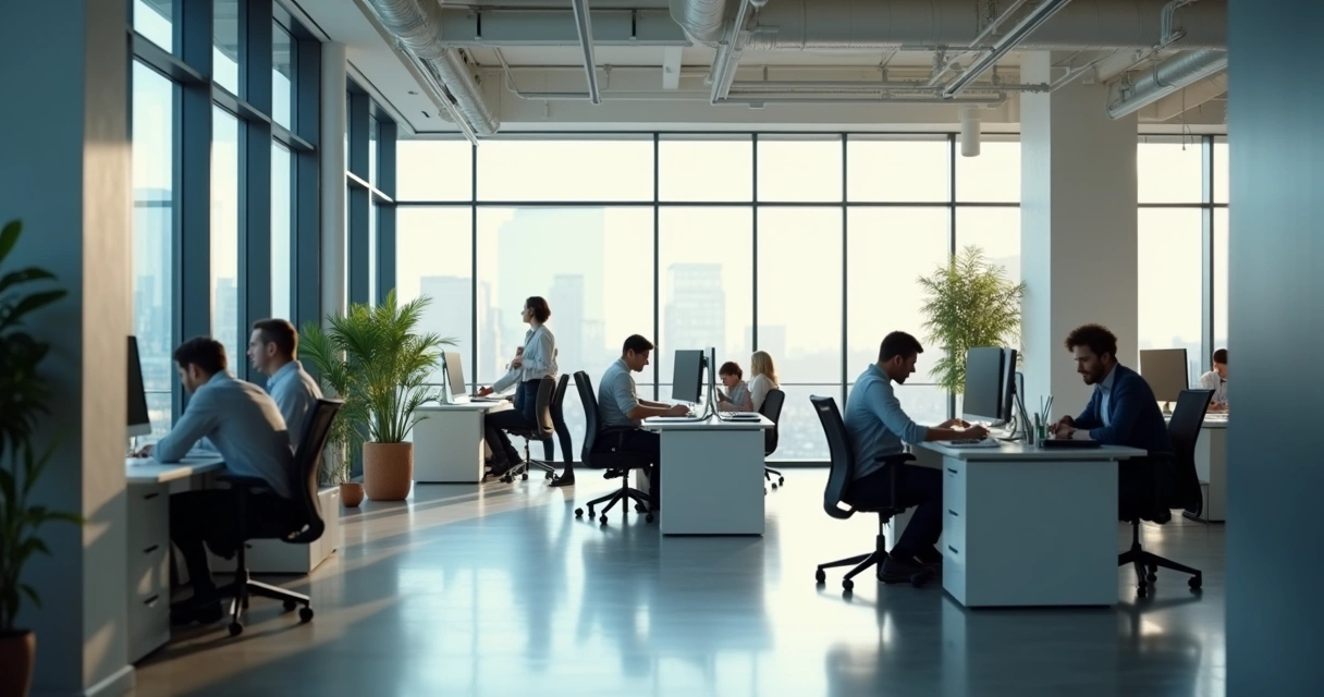 Pessoa isolada visualmente em um escritório durante o trabalho 