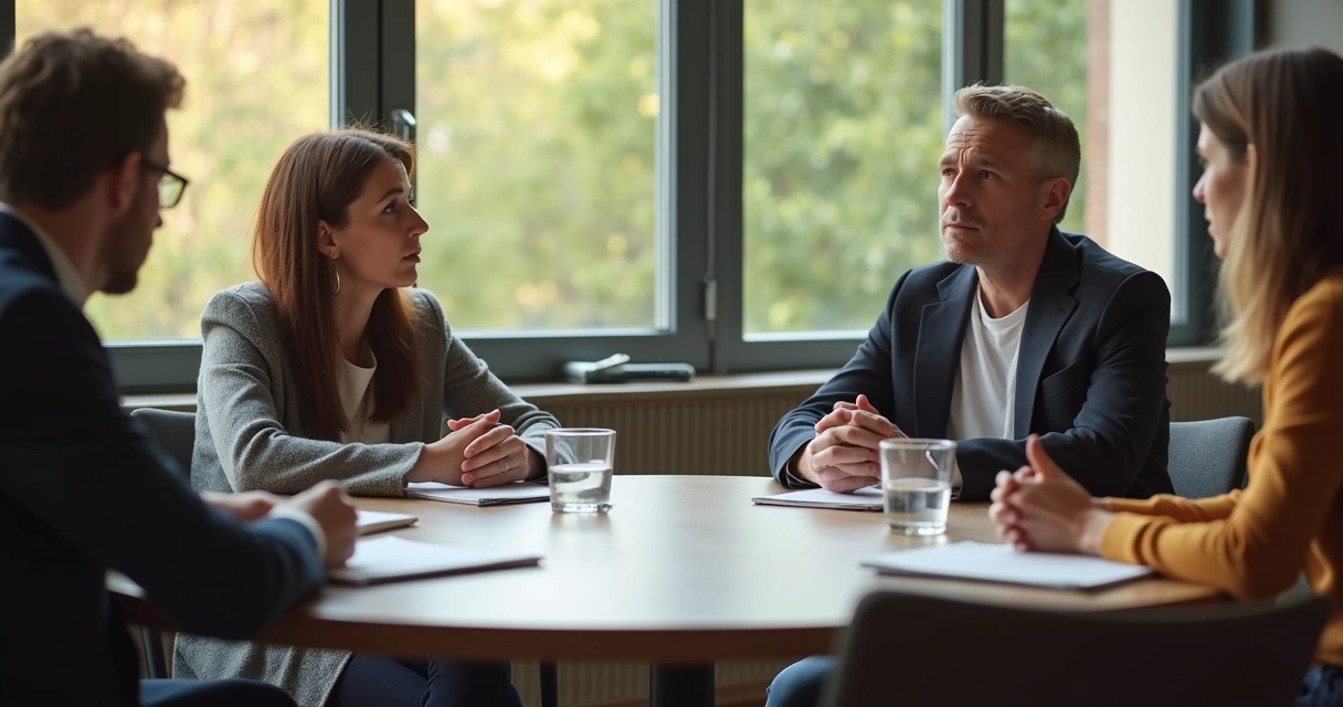 Person feeling isolated in a group circle 
