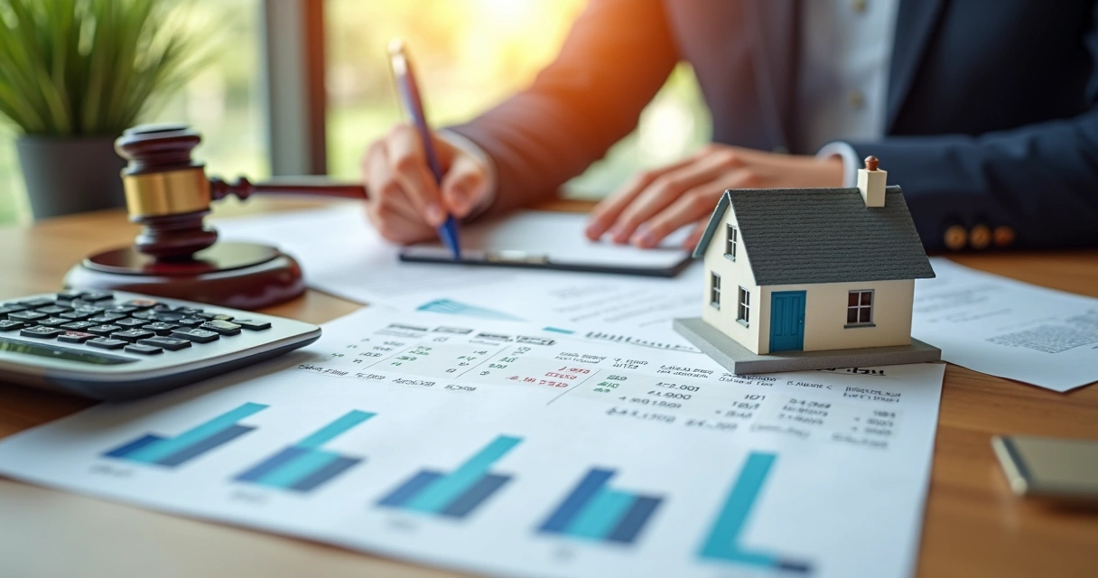 Cálculo de ITBI com documentos e calculadora à mesa 