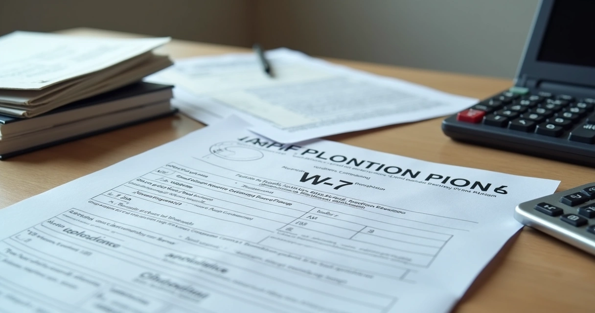ITIN application documents and sealed passport on a desk
