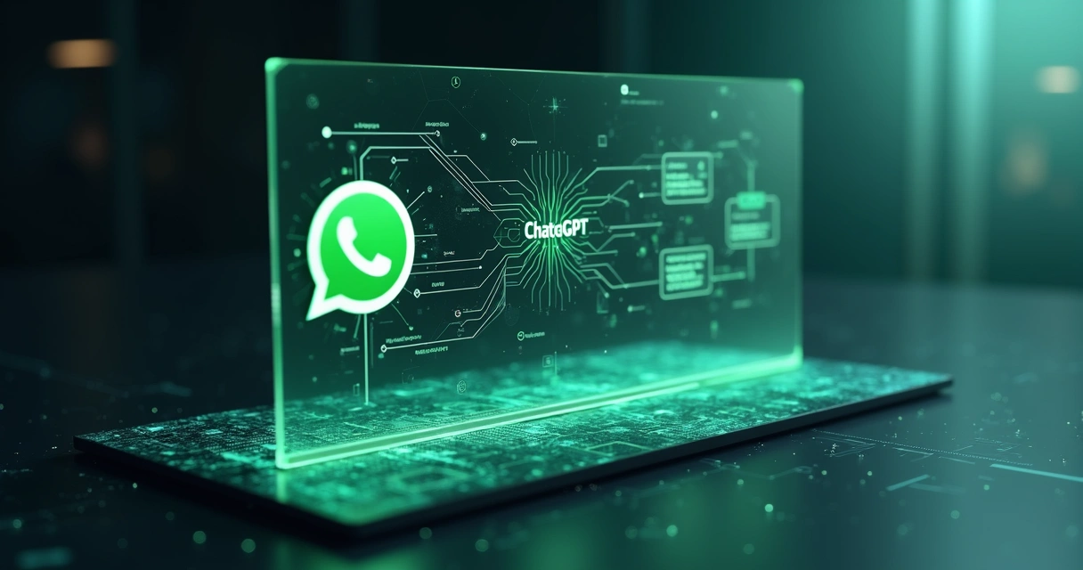 Ilustração de integração entre ChatGPT e WhatsApp com automação do iZap 