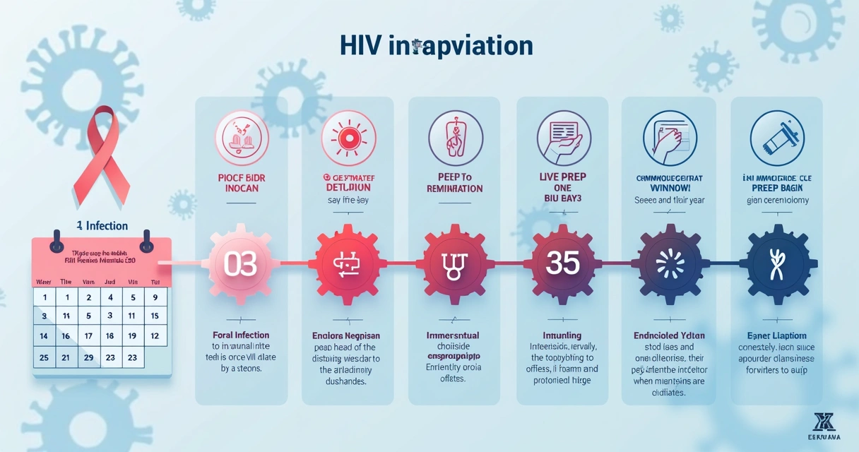 Linha do tempo da janela imunológica do HIV com fases da infecção e PrEP em destaque