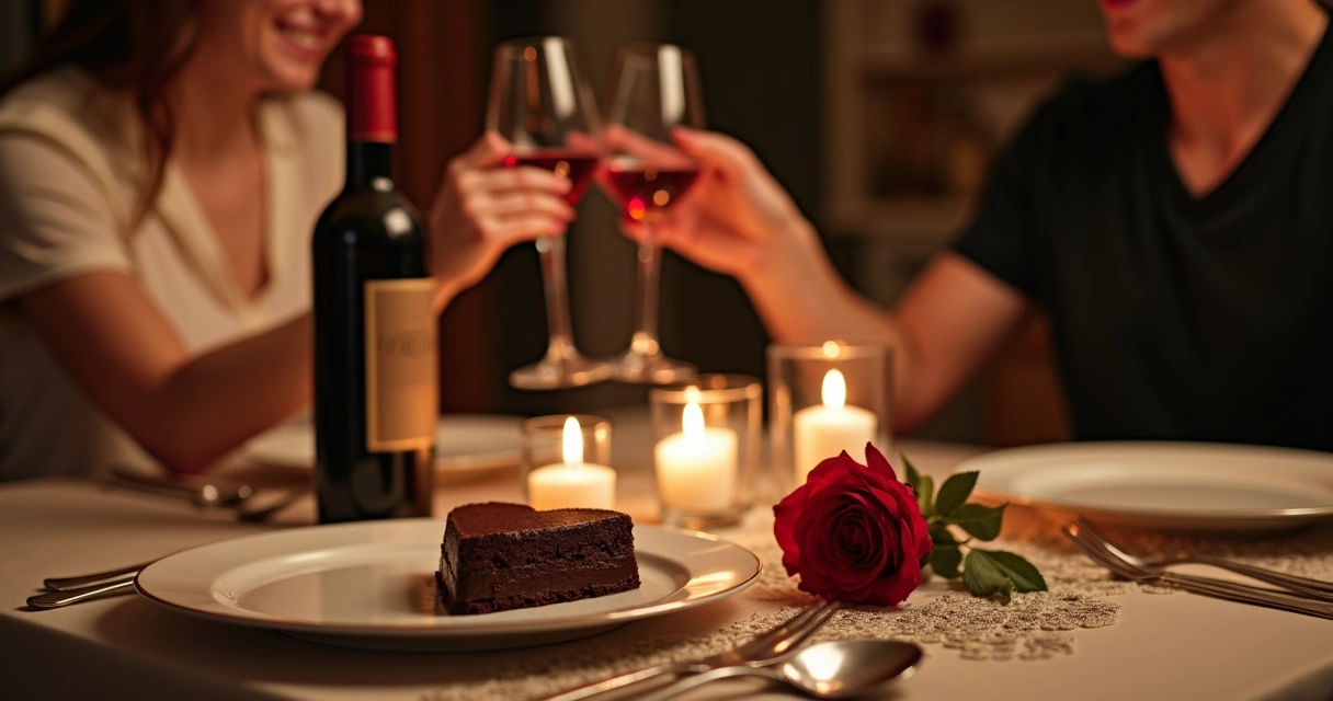 Jantar surpresa para casal com mesa decorada e luz de velas 