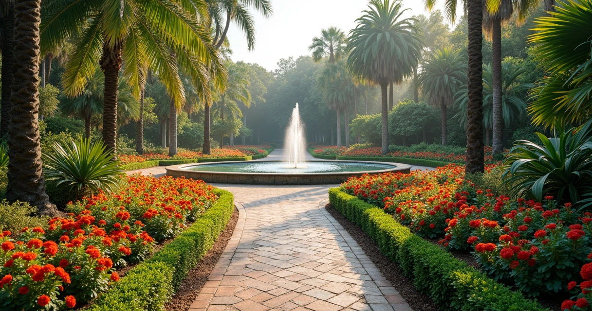 Jardim botânico exuberante com flores coloridas em Orlando 