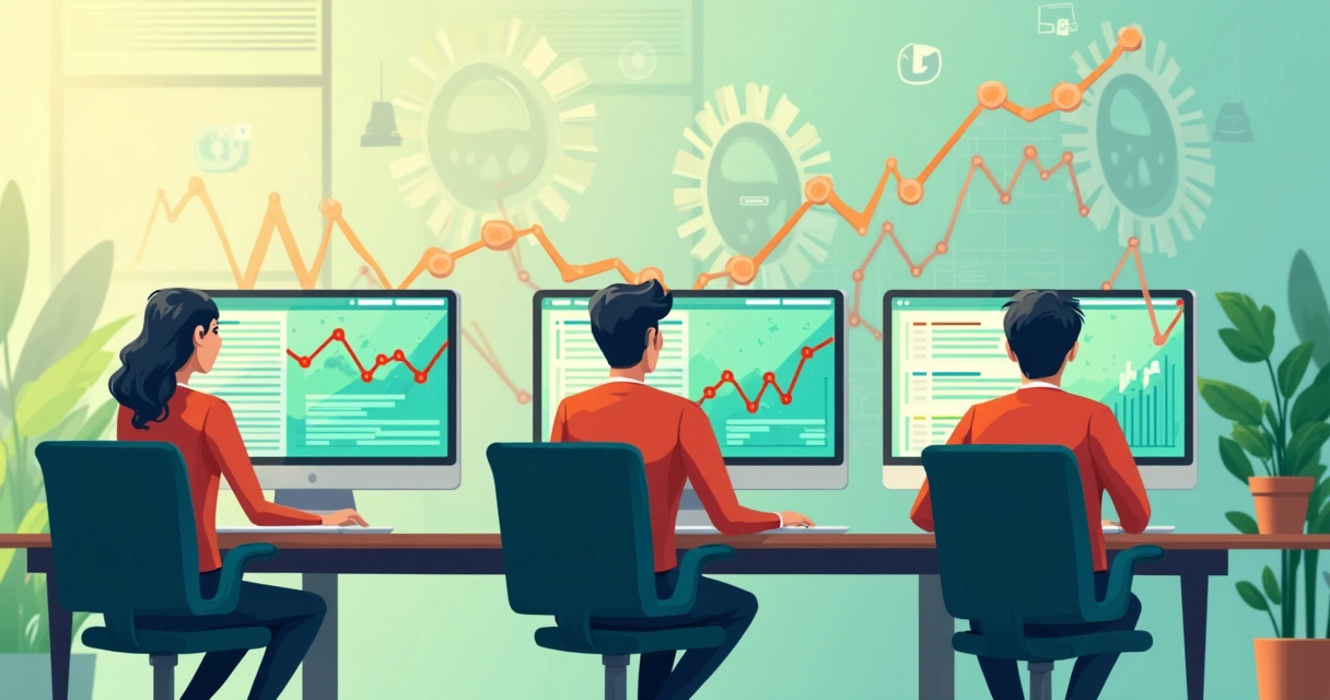 Java developers analyzing code performance charts 
