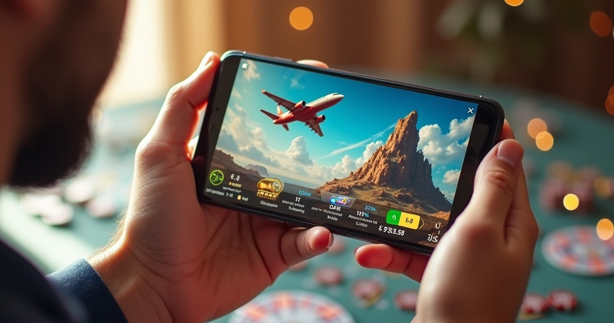 Mão segurando celular com tela do JetX em destaque 