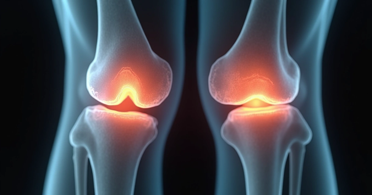 Raio-x de joelho com desgaste da cartilagem