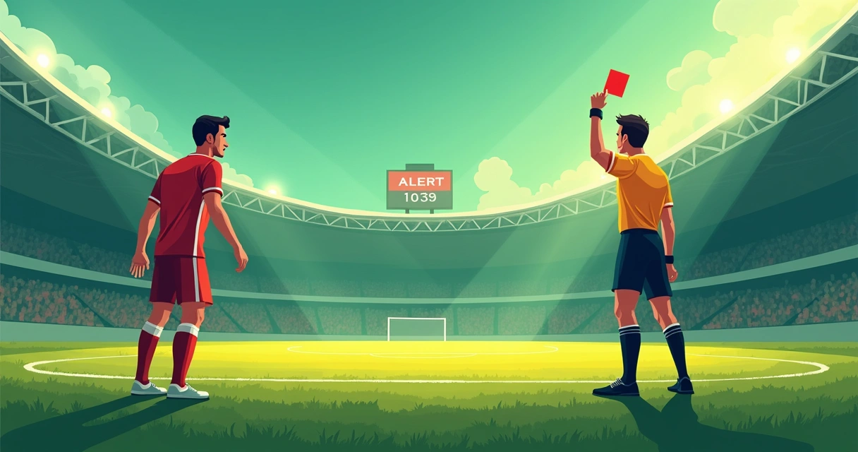 Jogador de futebol olhando desconfiado para o árbitro em campo 