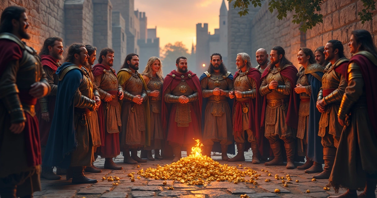 Jogadores comemorando loot de raid em Tibia