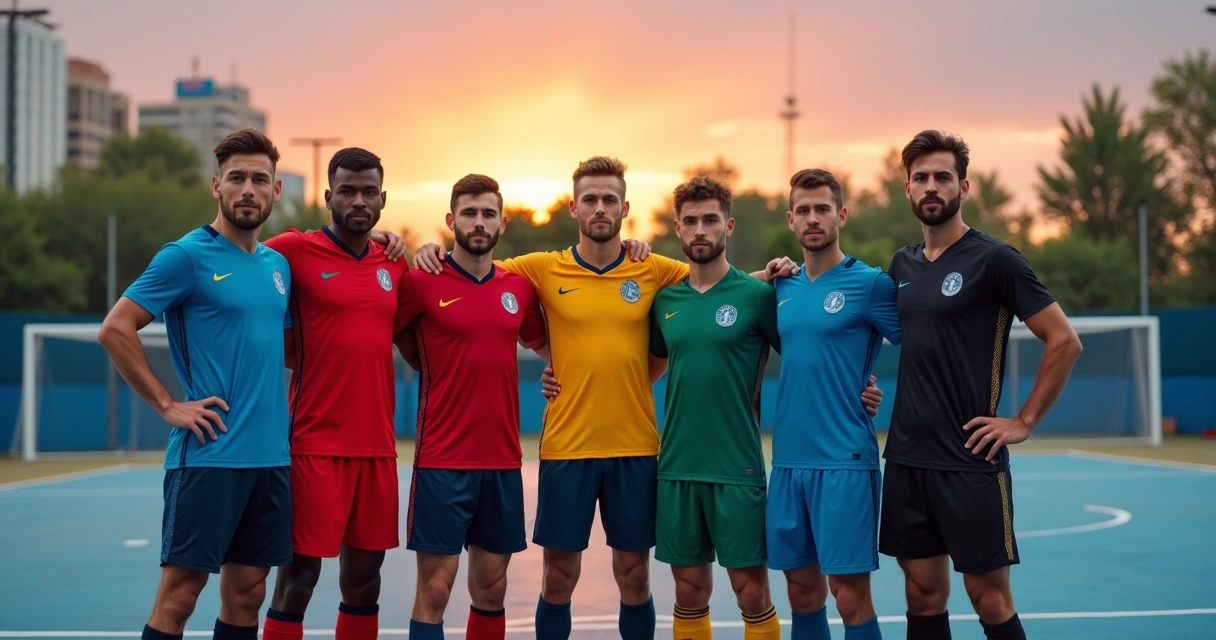 Time amador em quadra exibindo uniformes esportivos personalizados 