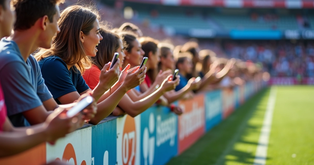 Influenciadores e torcedores interagindo durante partida de futebol