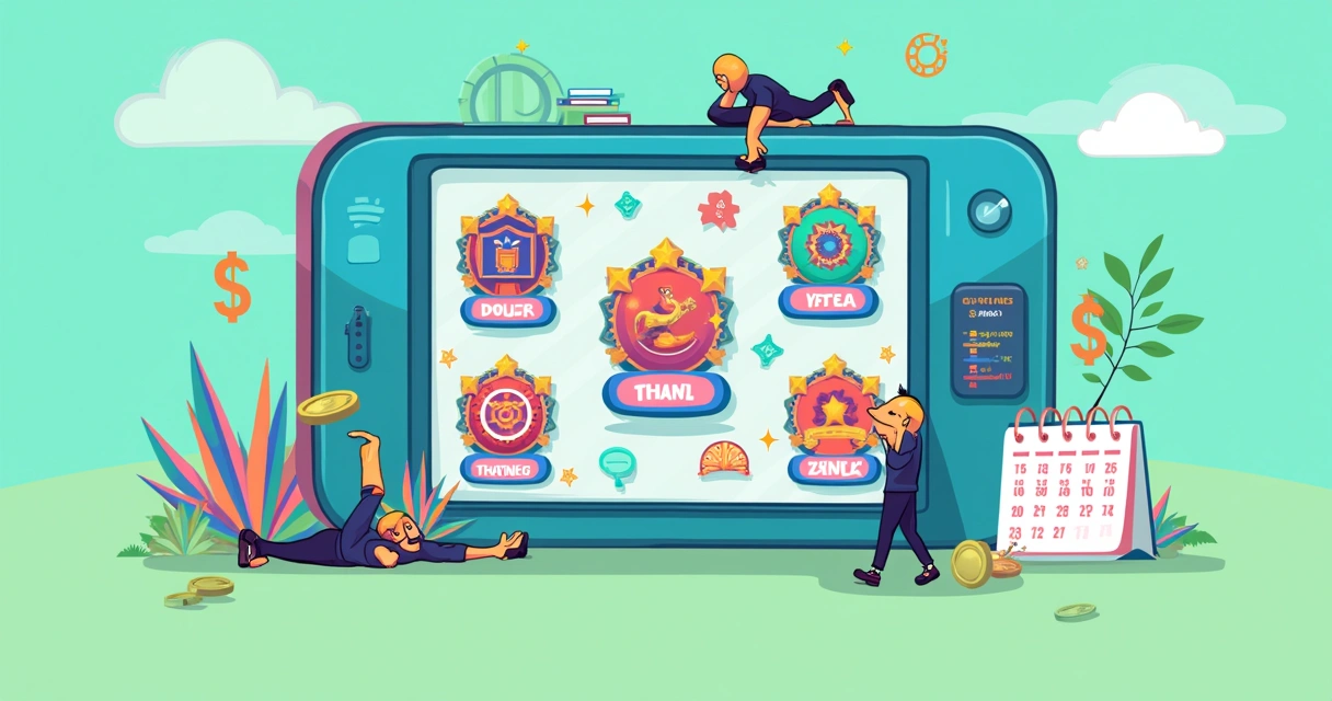 Ilustração do Cash Giraff com jogos variados, moedas, troféus e eventos especiais, representando a experiência de acumular pontos.