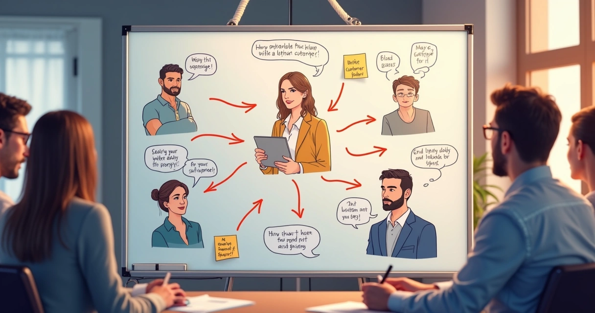 Quadro desenhado com fluxos de atendimento no WhatsApp 