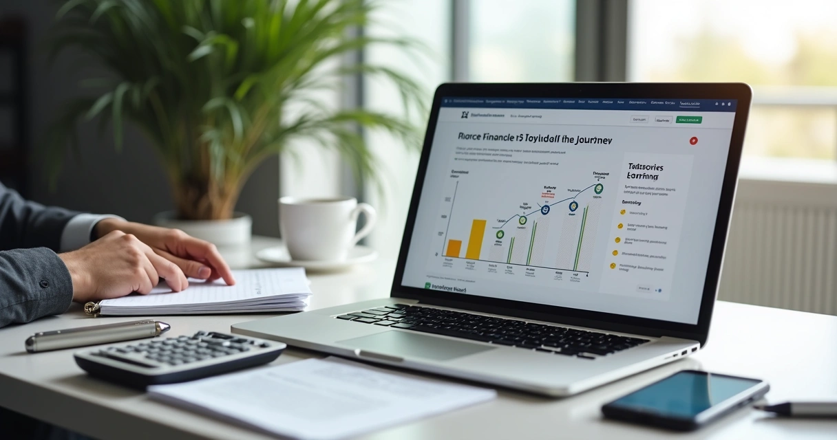 Profissional estudando trilha de certificação financeira em notebook 
