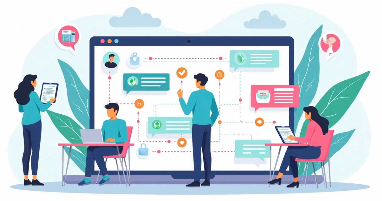 Visão visual de uma jornada do cliente com canais centralizados 